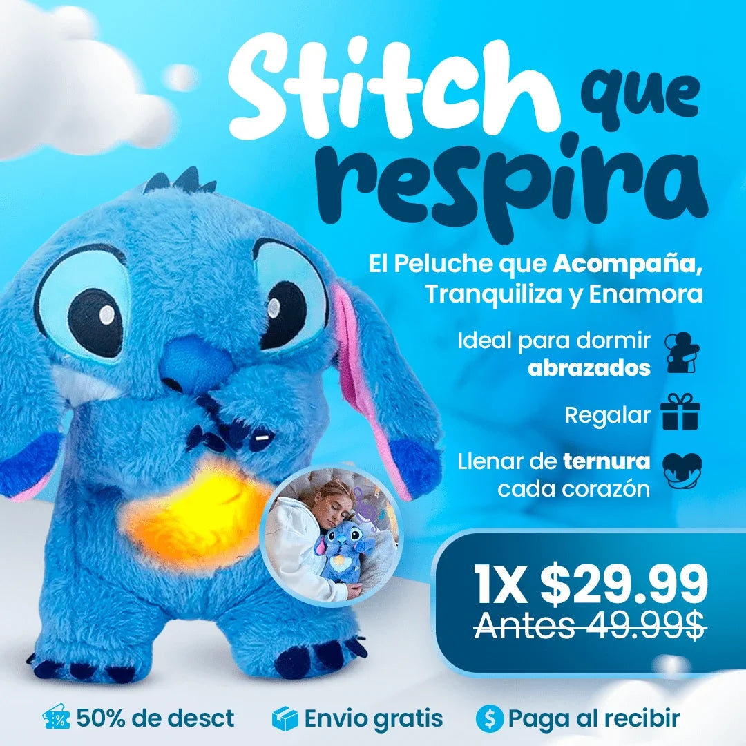PELUCHE STICH QUE RESPIRA + PILAS DE OBSEQUIO | EL ORIGINAL